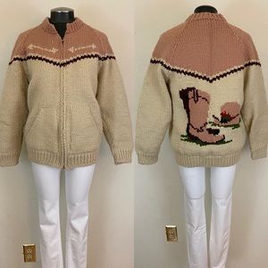 Vintage 50s/60s Cowichan Hand Knit Western Zip-up